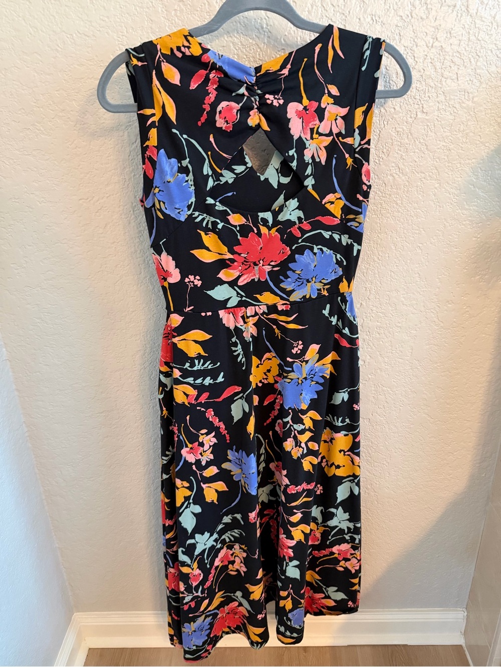Pact Black Sleeveless Floral Midi Dress with Yellow, Blue, Pink and Mint Accents - Picture 2 of 5